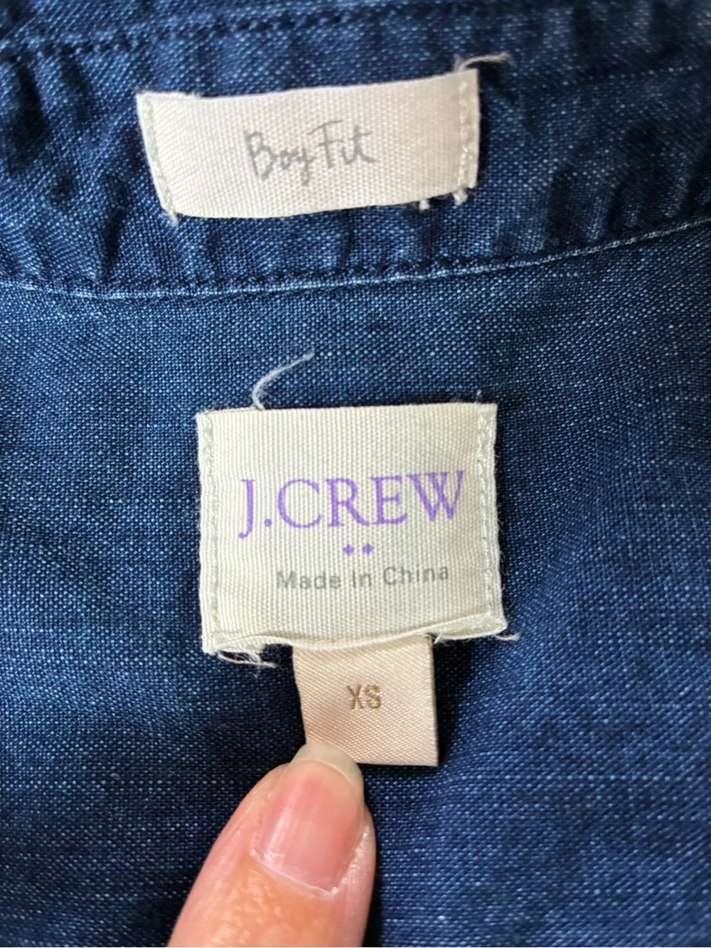 J. Crew Denim Shirt Women’s XS Blue Jean Quarter Button Boy Fit Classic